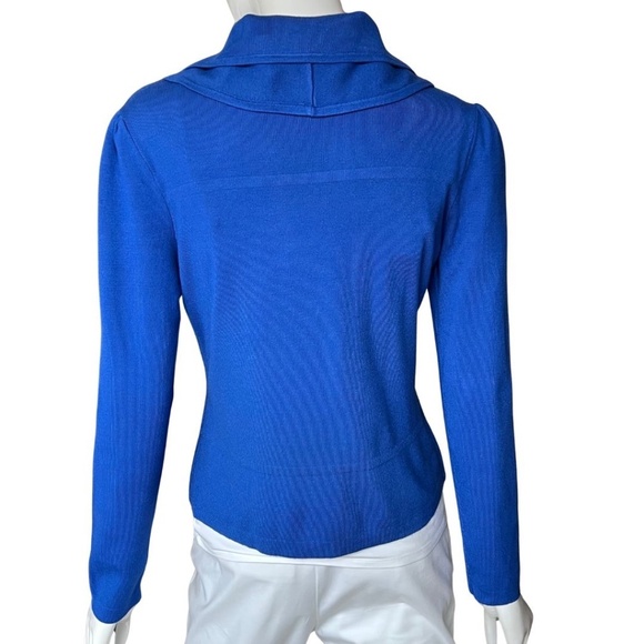 INC International Concepts Blue Ruffled Front Jacket Hidden Zip Size Medium - Picture 5 of 6